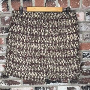 Vintage Cherokee Burgundy/Olive/Cream Patterned Men’s 6inch Swim Trunks